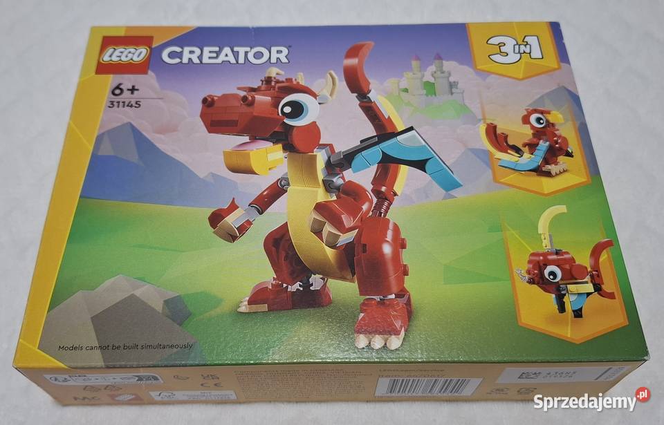 Lego Creator 31145 3w1 Czerwony smok papuga ryba Lego Czeladź