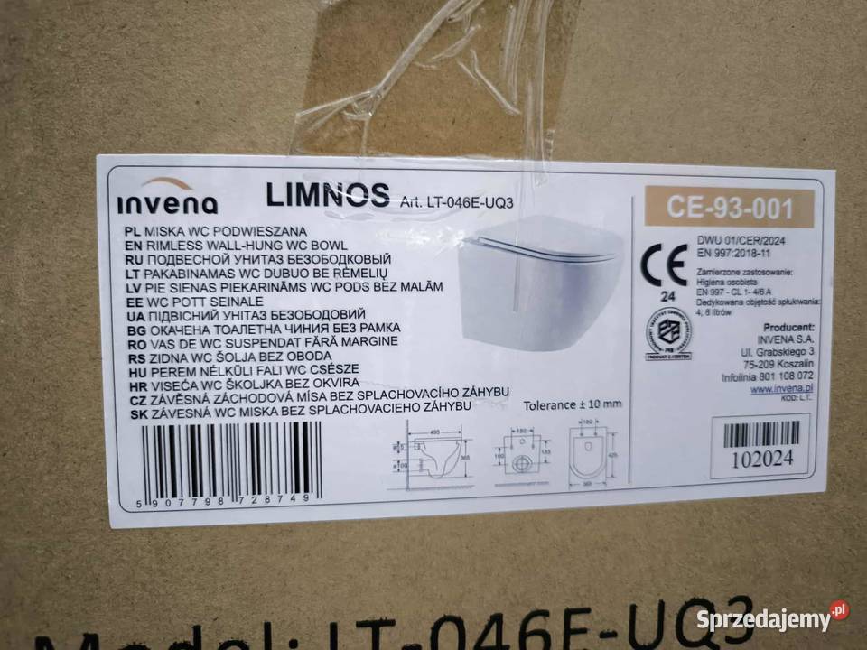 Podwieszana miska WC Limnos z systemem cichego Gdynia