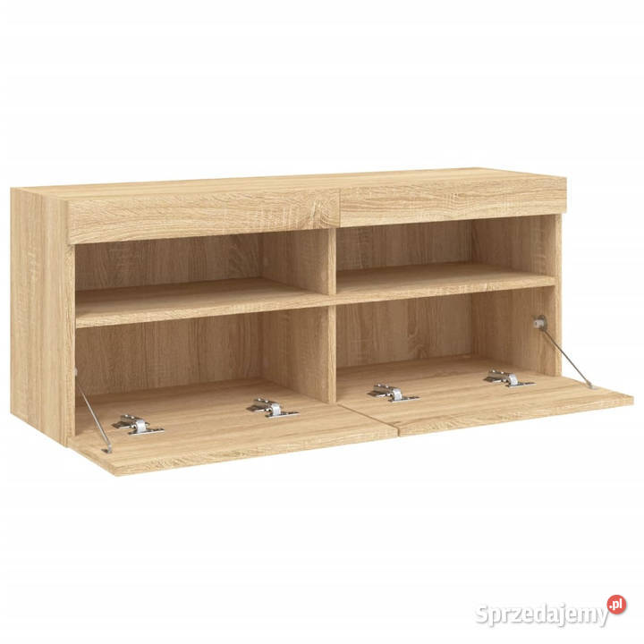 Ścienna szafka TV z LED dąb sonoma 100x30x40 Warszawa