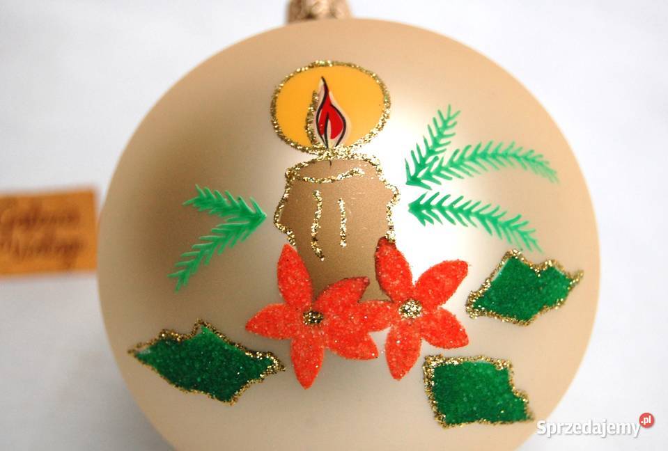 Bombka szklana ręcznie malowana złota perłowa 10 wielokolorowy Lublin