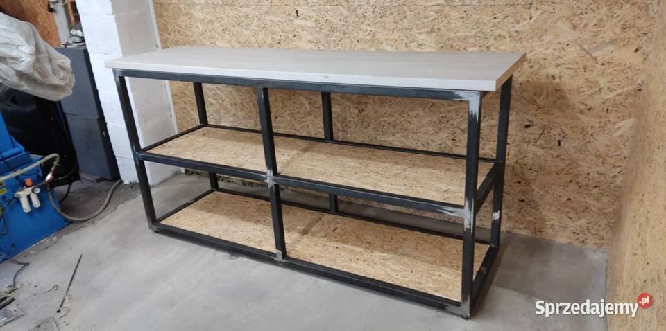 Mocny stół do garażuwarsztatu Metalowa rama HIT Stoły warsztatowe