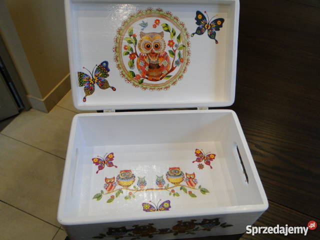 Sowa Mądra Głowa sówki duży kuferek decoupage Bochnia