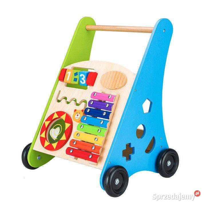 Drewniany pchacz edukacyjny wózek cymbałki