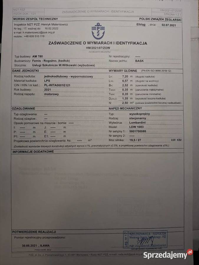 Łódź motorowa AM 780 Iława