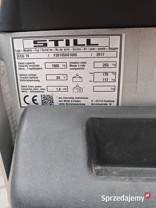Wózek paletowy elektryczny Still ECU 16 Łańcut