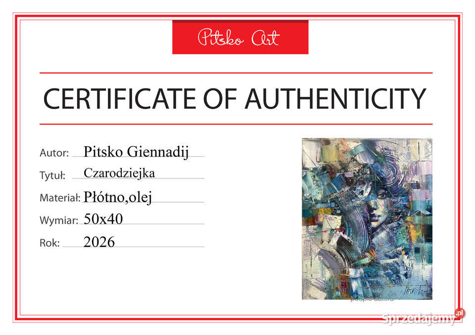 Pitsko Giennadij Czarodziejka 50x40 obraz olejny pomorskie