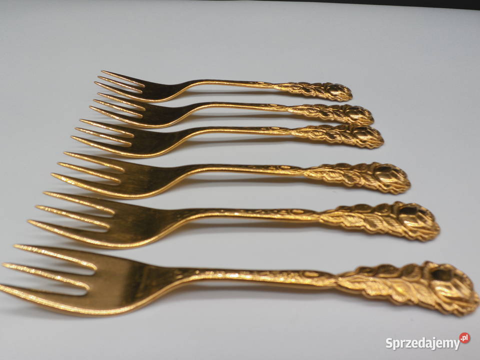 Komplet sześciu pozłacanych widelczyków Raszków