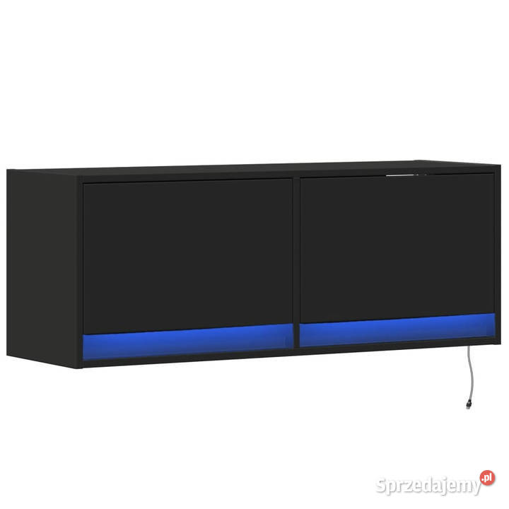 Ścienna szafka TV z LED czarna 100x31x35 Warszawa