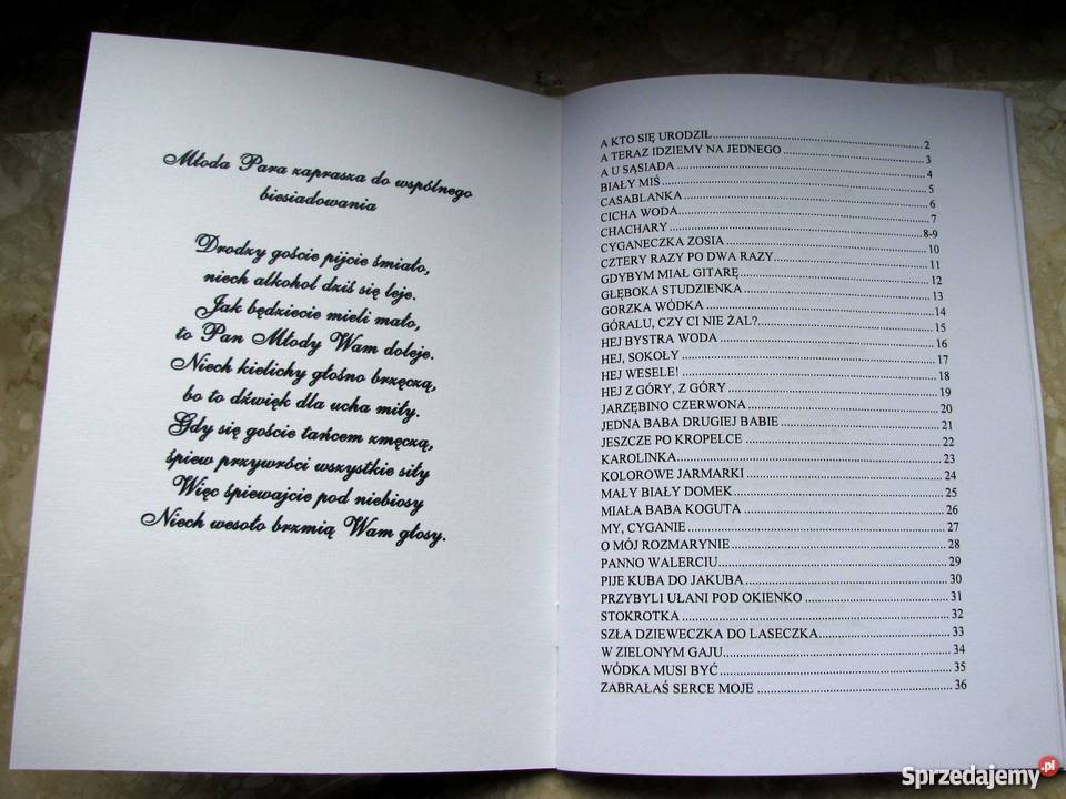 Śpiewnik weselny śpiewniki weselny ślub wesele Rzeszów