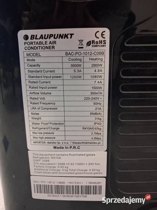 Klimatyzator przenośny Blaupunkt sprzedam