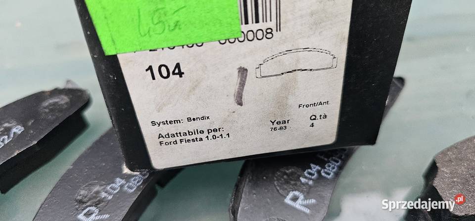 Klocki hamulcowe FORD FIESTA I 19761983 PRZÓD Zbąszyń