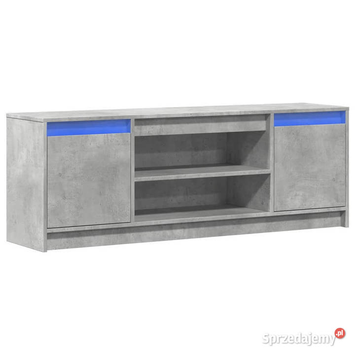 Szafka pod TV z LED szarość betonu 1395x34x50