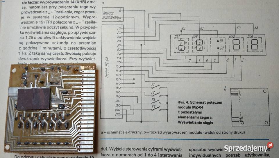 Moduł zegara MZ04 Unitra CEMI unikat Gdańsk