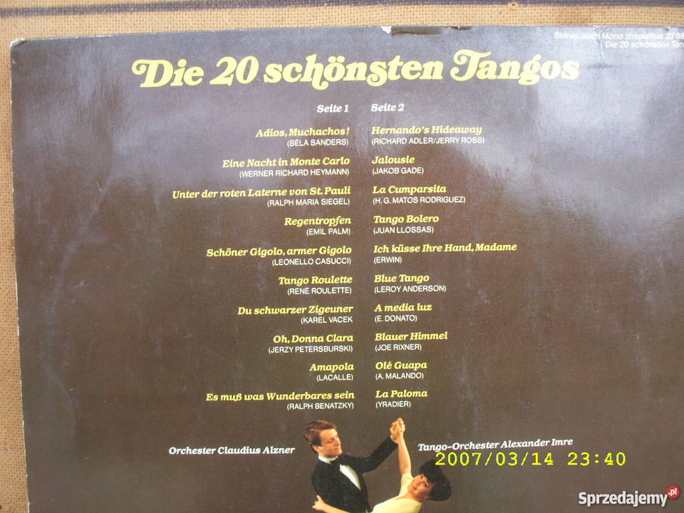 LP dsnce DIE 20 TANGOS SONOCORD Płyty i kasety Wołów