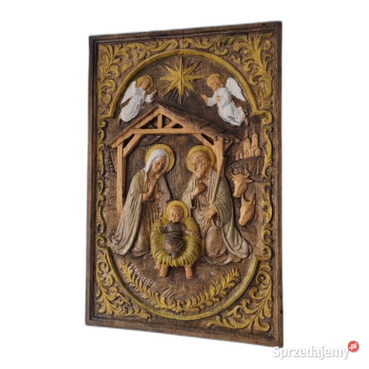 Szopka Bożonarodzeniowa Obraz z drewna ręcznie Malechowo sprzedam