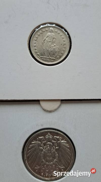 Srebrne monety 15 franka 10 centów one dime Szczecin