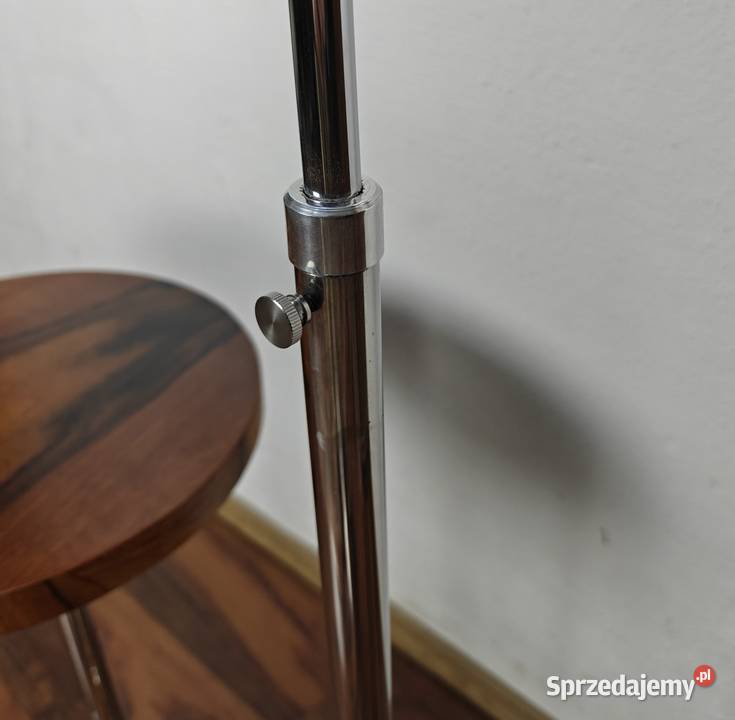 Lampa stojąca Art Deco Bauhaus Chrom orzech Warszawa