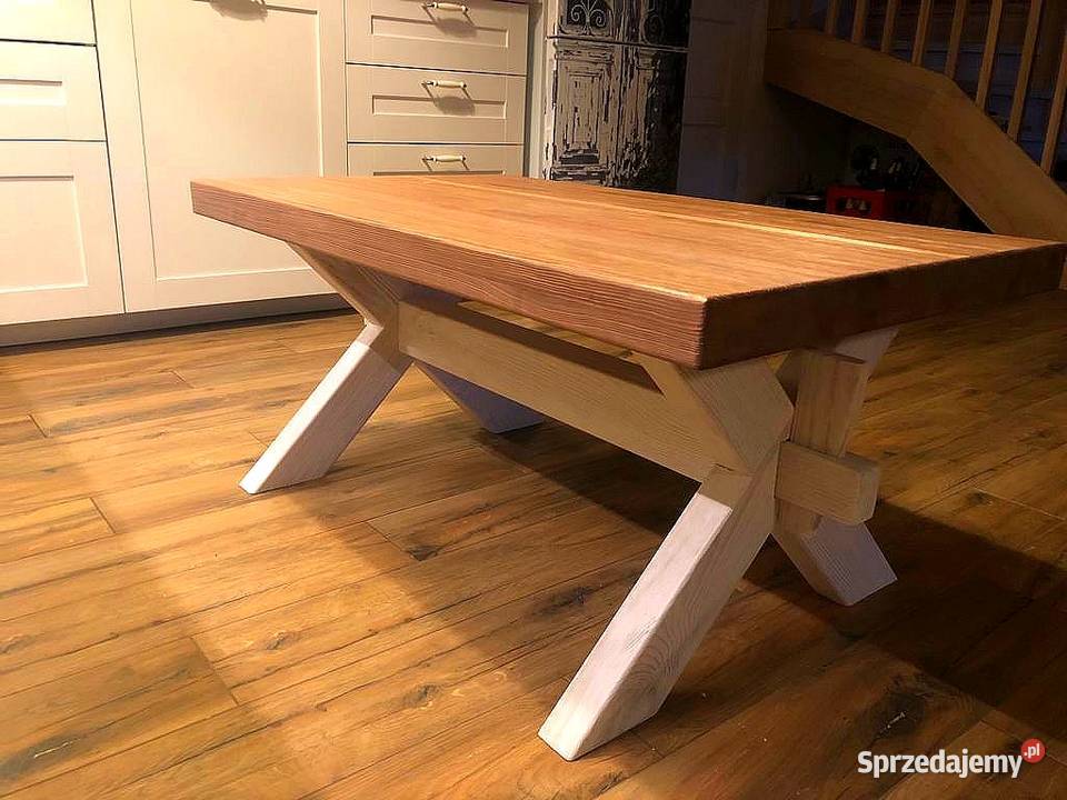 Ława drewniana postarzana stolik kawowy stół