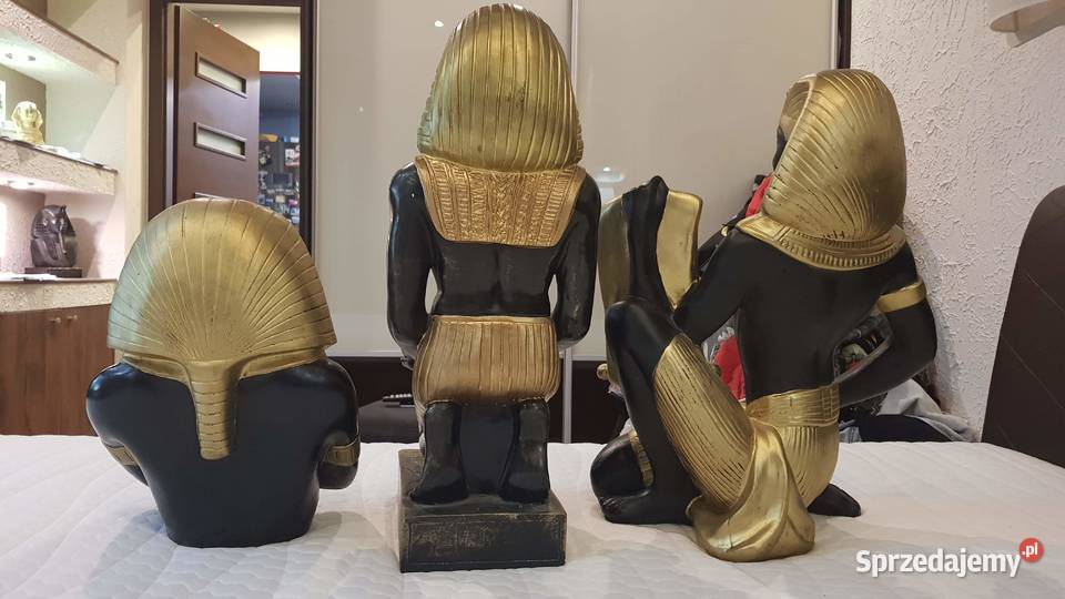 Figurki egipskie czarny Wyposażenie wnętrz Lubin sprzedam