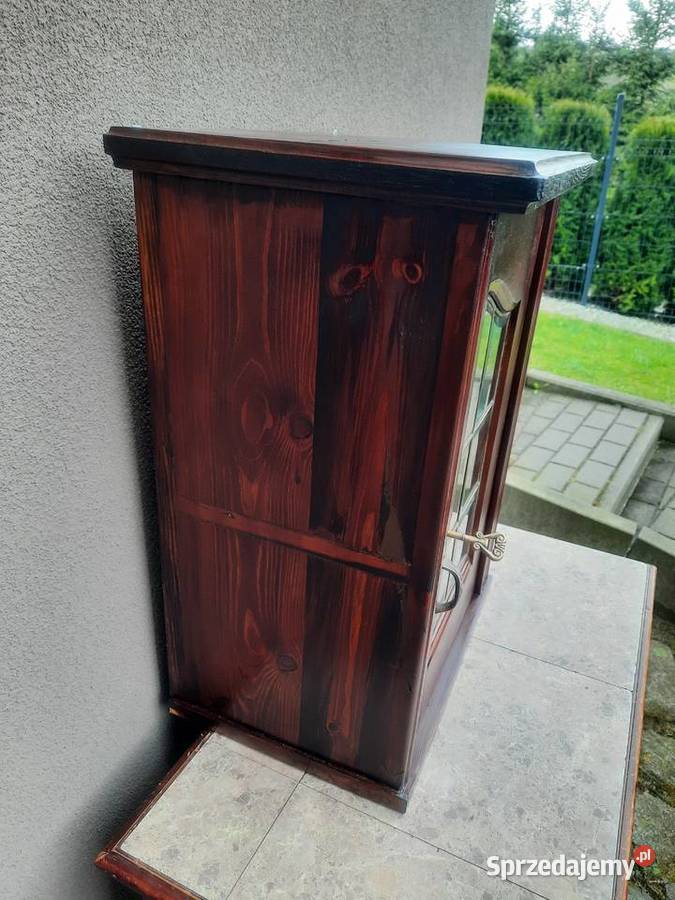 Stara szafka wisząca fazowane witrażowe szkło Tczew