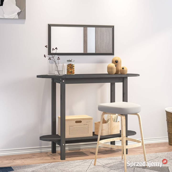 Stolik konsolowy szary 110x40x80 lite drewno