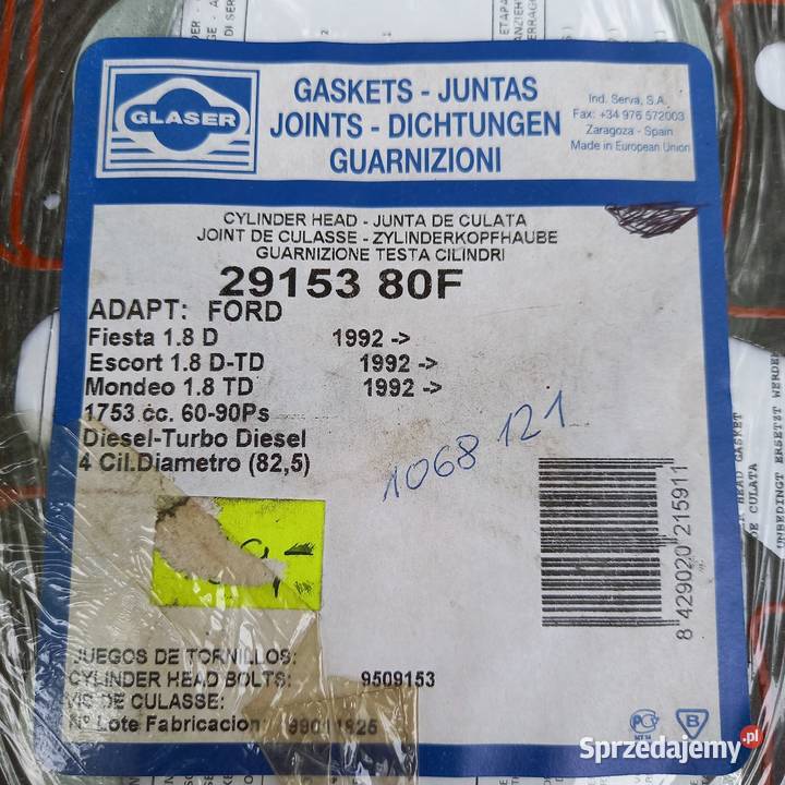 1068121 EEL 125 Uszczelka głowD18 4zb osobowe Uszczelki silnika i osprzętu Kraków sprzedam