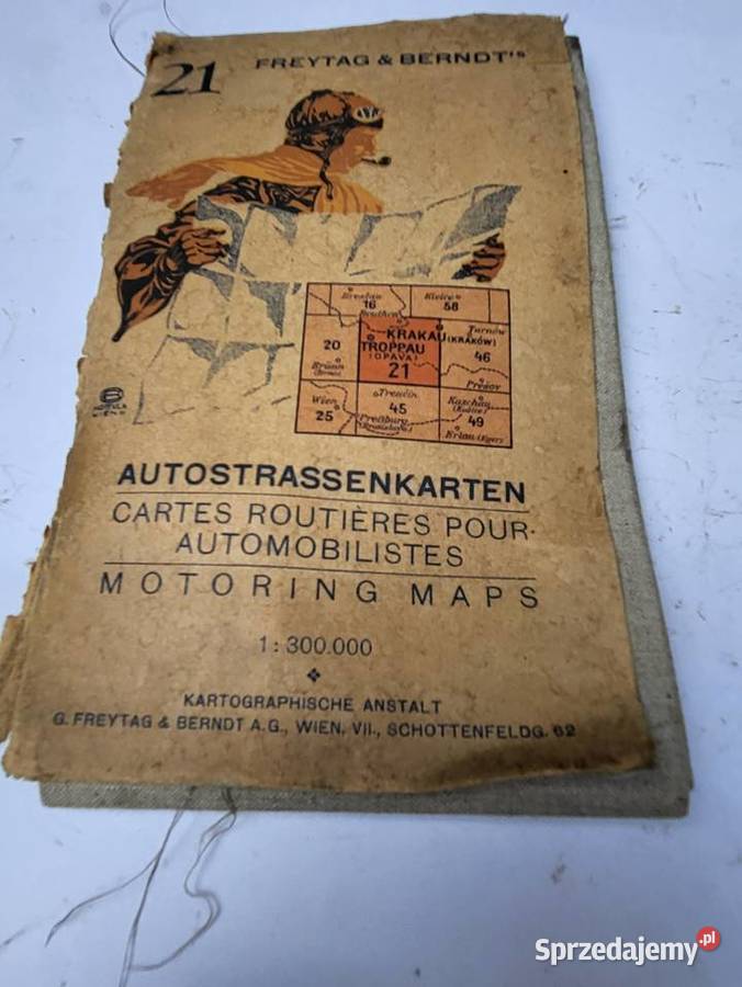 MAPA PAPIEROWA ANTYK VINTAGE 1918 MAPA NA Rybnik