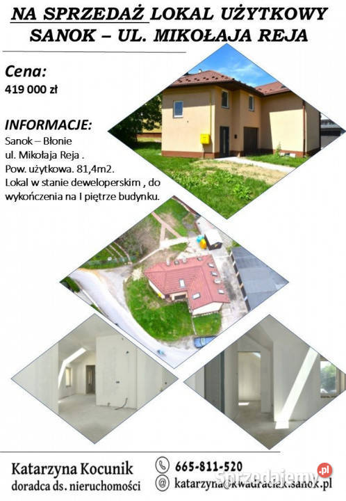 Ogłoszenie lokal Sanok Mikołaja Reja 814m2 81.4m2 podkarpackie
