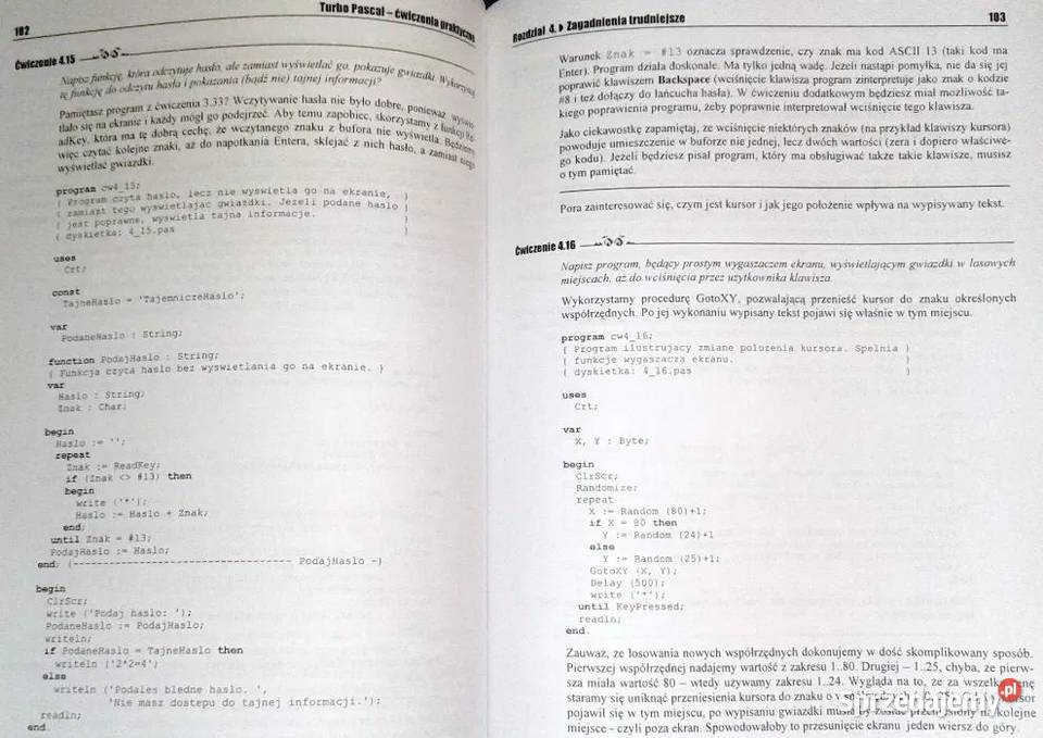 Turbo Pascal Ćwiczenia praktyczne Andrzej Rok wydania 2000 Chełm