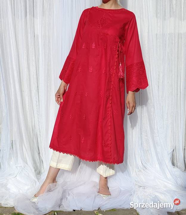 Długa tunika indyjska S 36 różowa bawełna boho zachodniopomorskie Szczecin