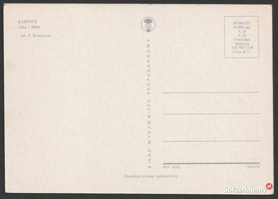 KARPACZ ULICA 1 MAJA 1972 BO Pocztówki i karty telefoniczne łódzkie Łódź