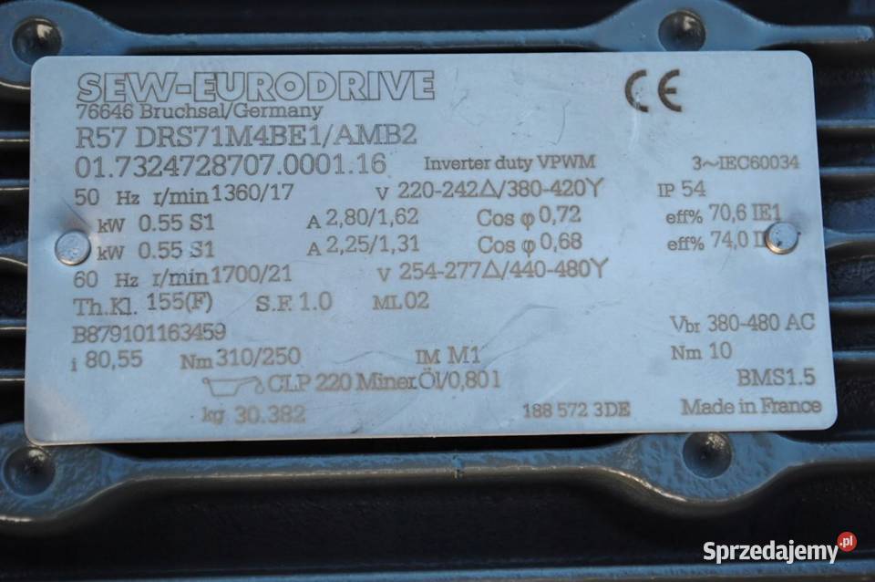 Motoreduktor 055kw 17obrmin z hamulcem SEW lubuskie