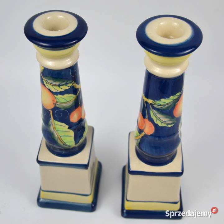 Komplet 2 ceramiczne świeczniki w żywej mazowieckie Pomiechówek