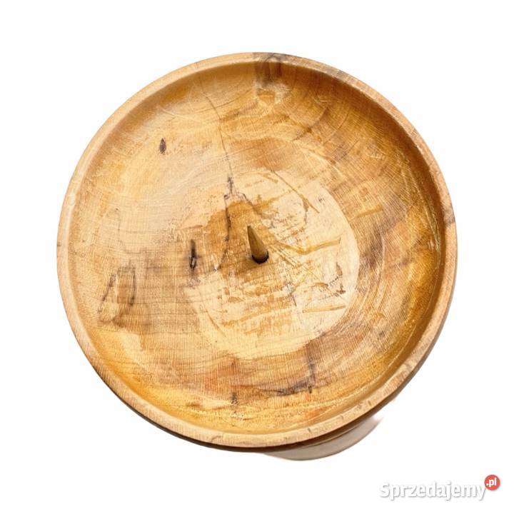 Duży drewniany toczony świecznik Belgia lata 70 Warszawa