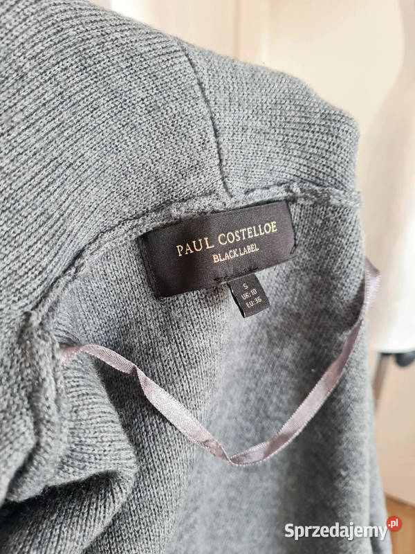 Szary kardigan 50 wełna projekt Paul Costelloe Rozpinane Odzież damska Warszawa sprzedam