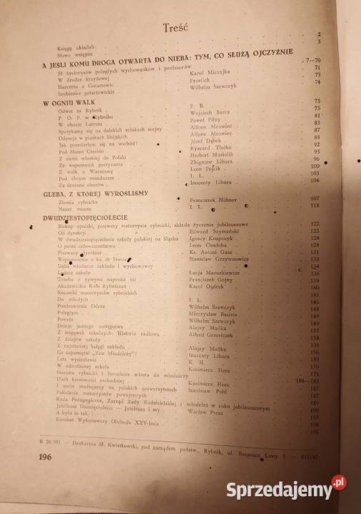 Stara Księga Pamiątkowa Gimnazjum i Liceum w śląskie Gliwice