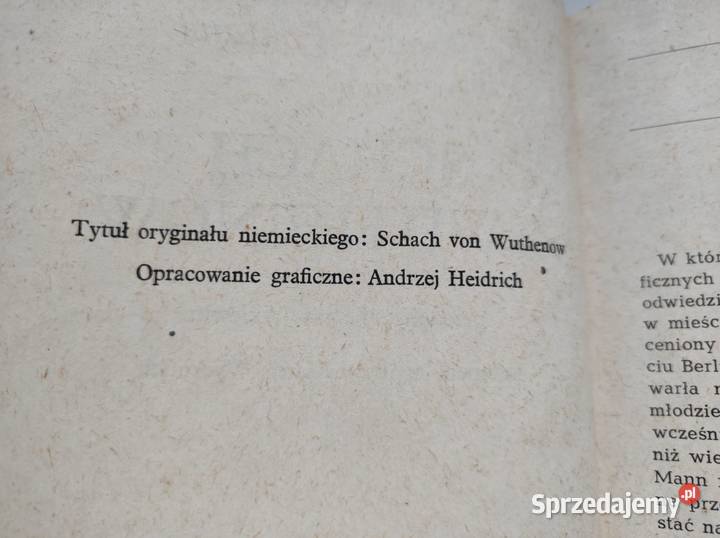 Schach z Wuthenow Theodor Fontane 1978 Kielce