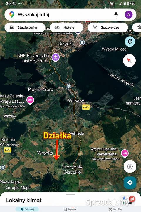 Mazury Działka 1421m2 1421m2 Szczybały Giżyckie