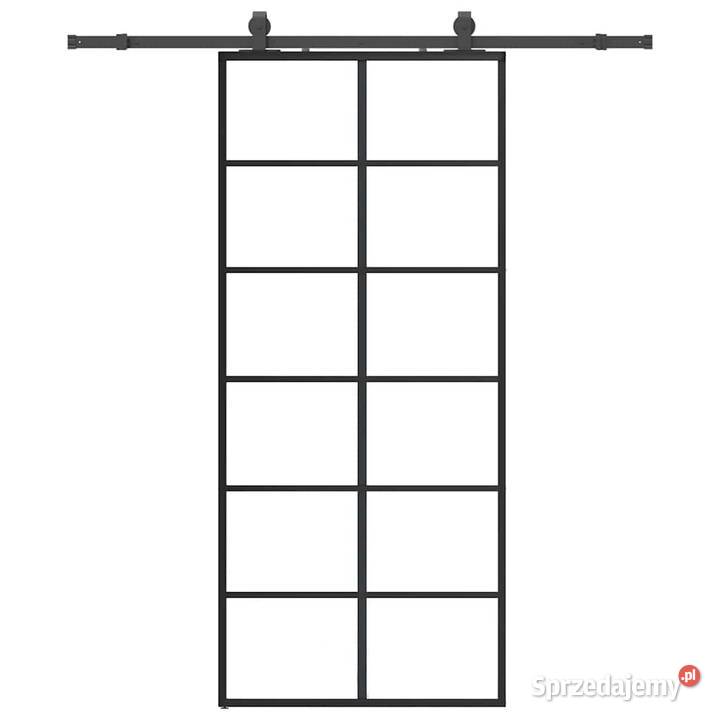 vidaXL Drzwi przesuwne z zestawem okuć czarne