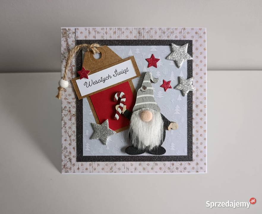 Kartka świąteczna ręcznie robiona na Boże Rękodzieło łódzkie