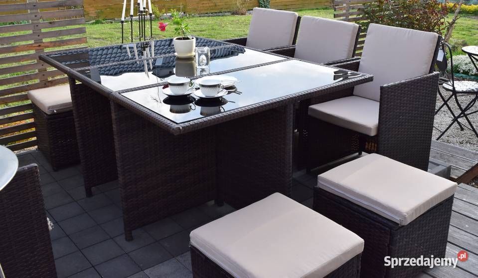 Zestaw 101 tulipan XL styl tecchnorattan brąz beże i brązy  Meble ogrodowe