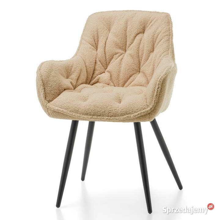 Krzesło Tapicerowane Siena Beżowe Boucle Wysyłka 58cm Tarchały Małe