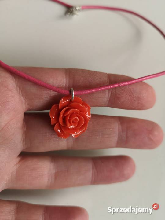 Naszyjnik róża koral choker srebro Toruń