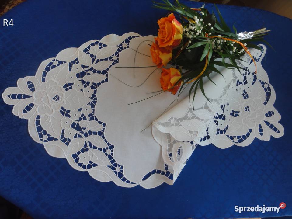 Serwetki białe wyszywane haft Richelieu biały Obrusy i serwety Lublin