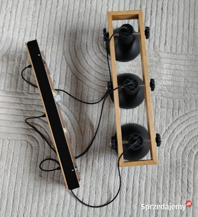 Lampa sufitowa wisząca 3 żarówki drewno dąb