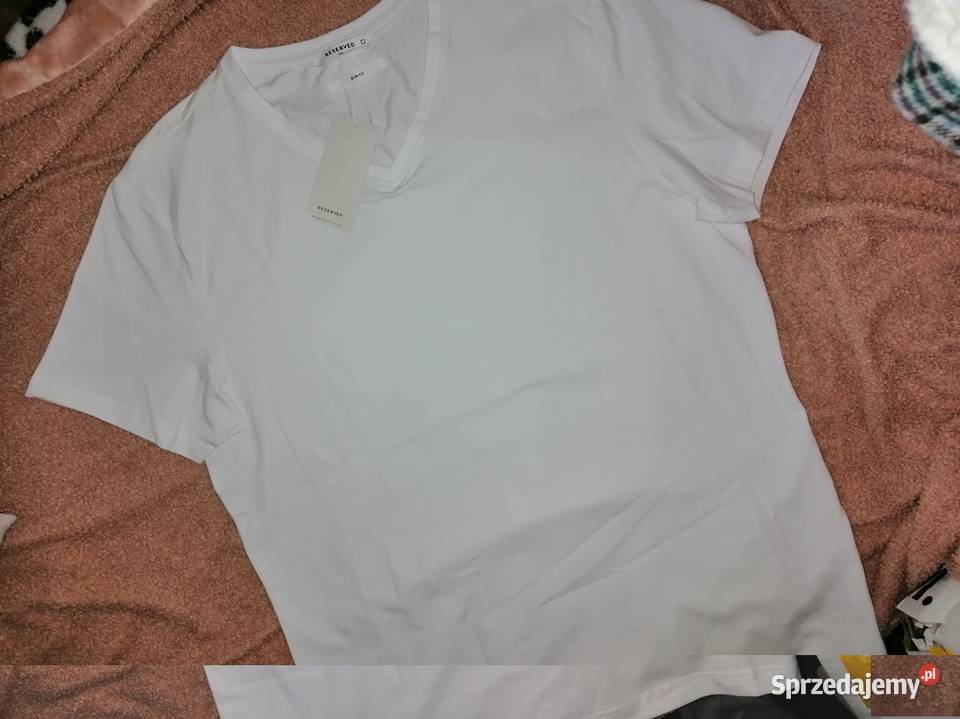 Biała bawełniana Koszulka Bluzka Tshirt Slim fit Rozmiar XL Leszno