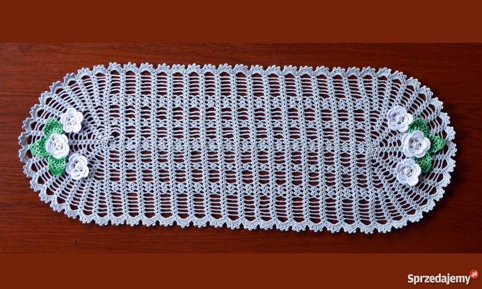 Serwetka szydełkowa 65x24 kolor szary Kluczbork