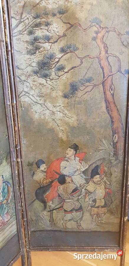 Parawan chiński XVIII wiek sygnowany unikat Orneta