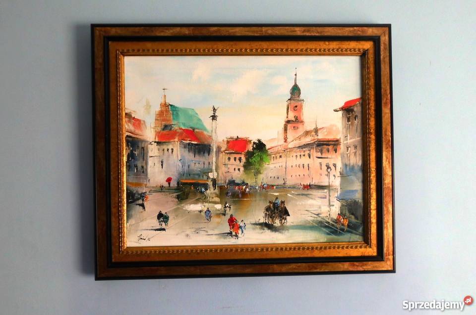 Olej na płótnie malowany szpachlą Plac Zamwowy Warszawa