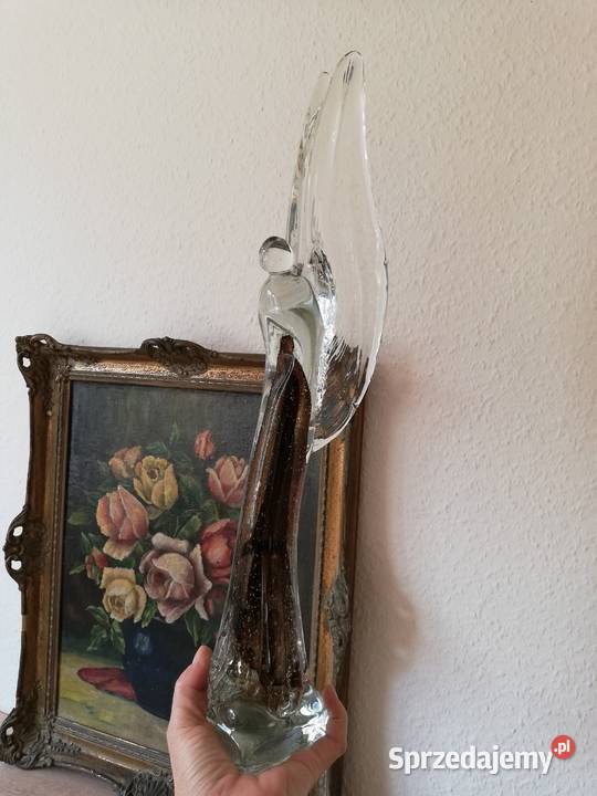 Duży szklany Anioł szkło artystyczbe